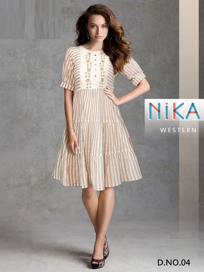 Nika Tunic Mirror Thread Work Cotton Western Party Wear Kurtis Wholesale Price In Surat